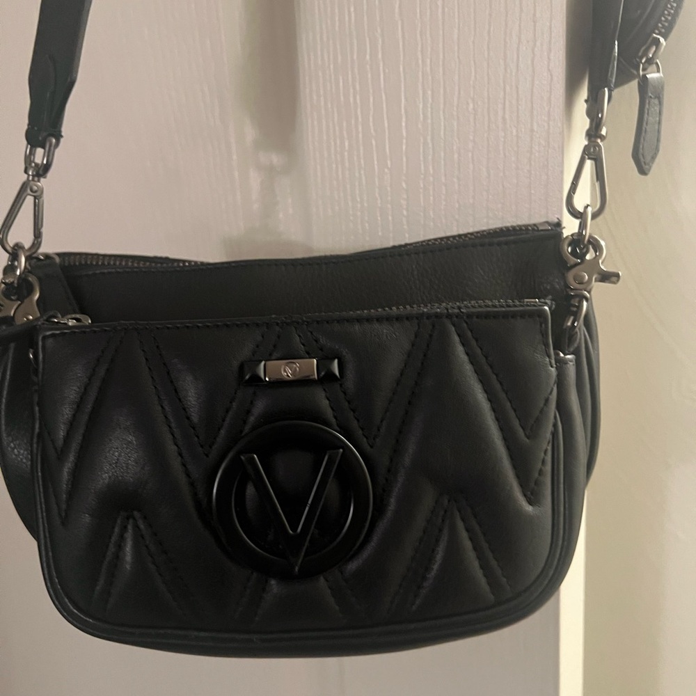 Mario Valentino Black Quilted Crossbody Bag